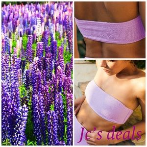 LA Hearts Purple Kelsey Scrunch Bandeau Bikini Top